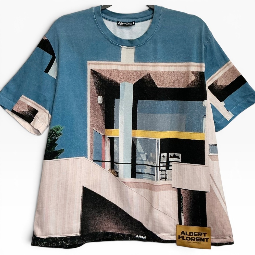 Zara Charles Gwathmey Residence Graphic Tee Modern Architecture Art Shirt M Rare